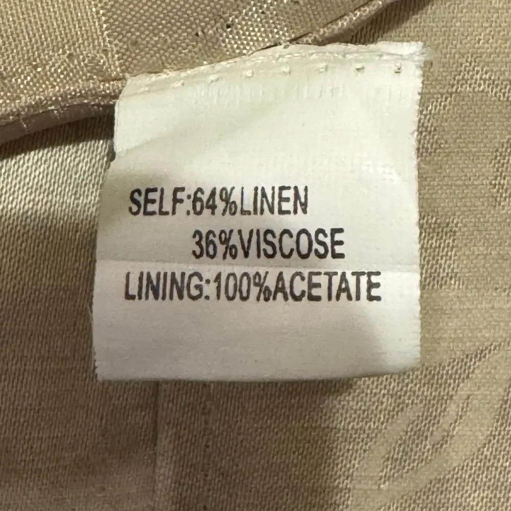 Kay Unger Linen Blend Snap Closure Jacquard Peplum Size 8 Jacket